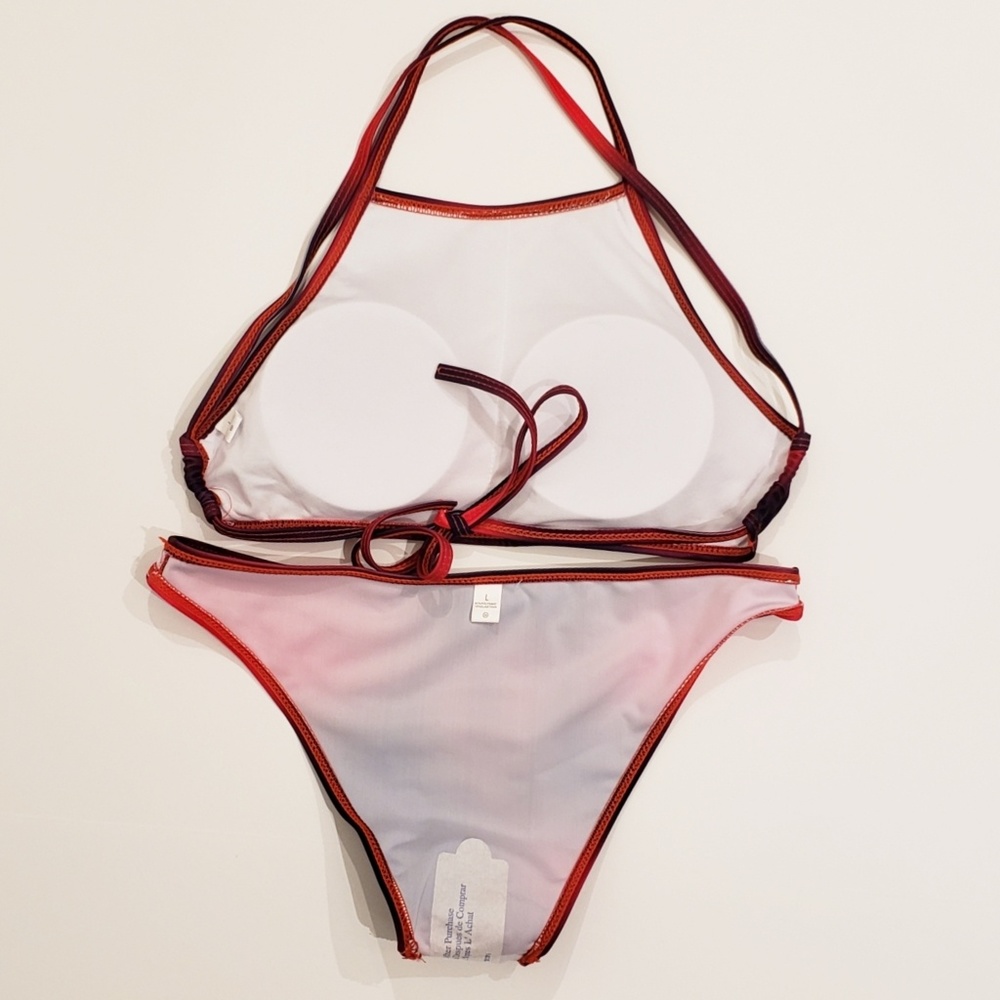 Bikini Red & Black Criss Cross Halter - Picture 4 of 8